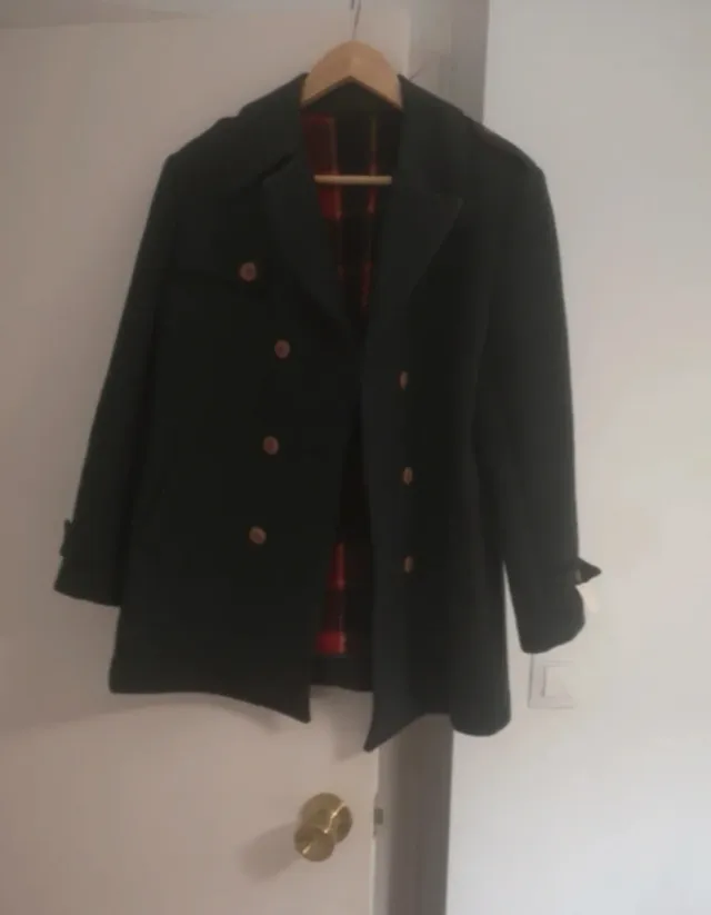 Abrigo vintage lana 100% verde