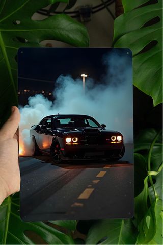 Dodge Challenger burnout – Targa decorativa 30x20
