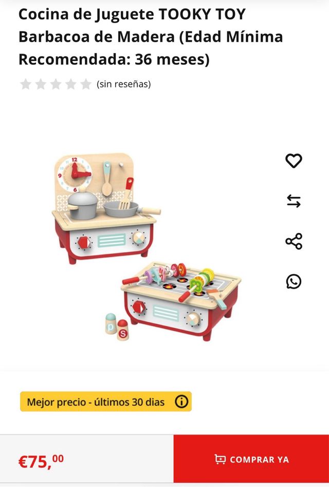 Cocina Juguete TOOKY TOY Barbacoa Madera