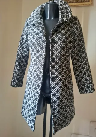 Cappotto Tweed Grigio S Nuovo