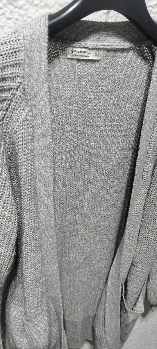 Chaqueta larga punto Stradivarius Talla XS Gris