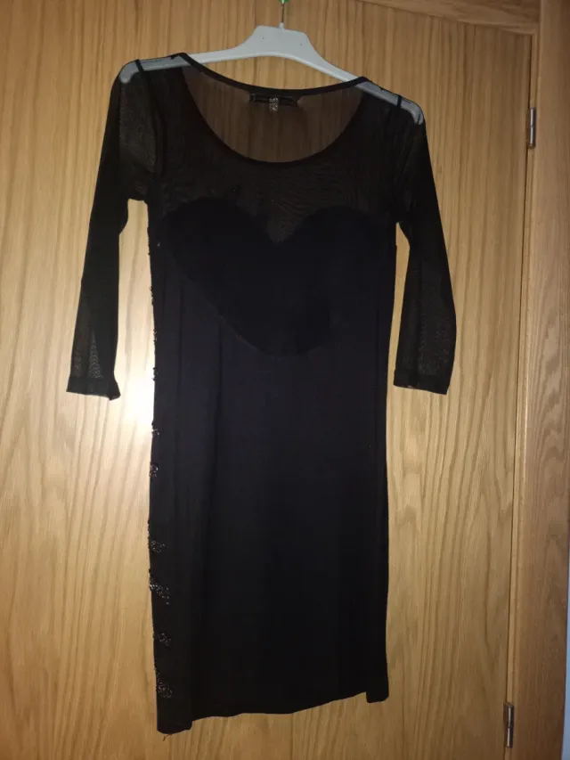Vestido fiesta negro con pedrería