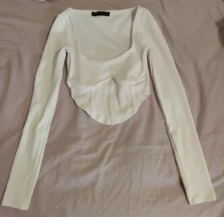 Top Pull&Bear blanco manga larga