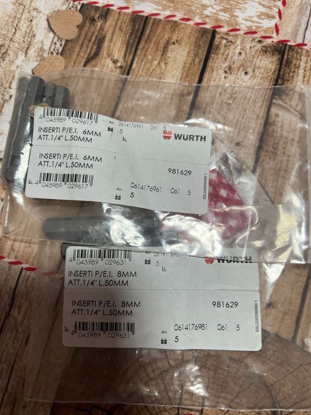 Inserti Wurth P/E.I. 6mm e 8mm due pezzi