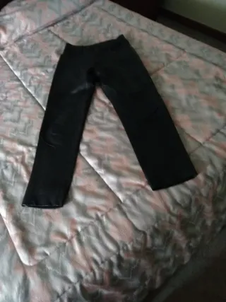 Pantalón de piel auténtica mujer negro