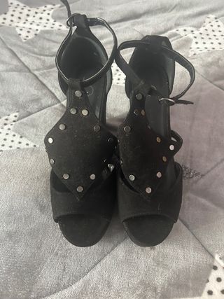 Zapatos de tacón negros plataforma talla 39