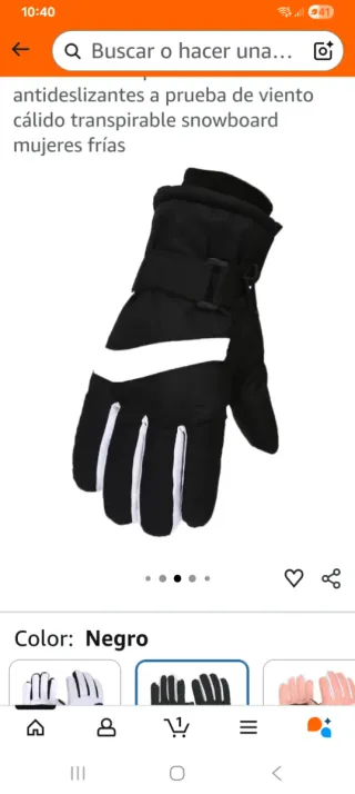 Guantes de snowboard negros para mujer y hombre