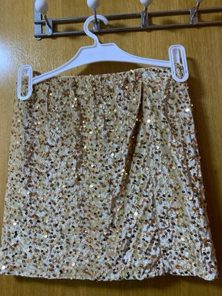 Falda fiesta lentejuelas doradas