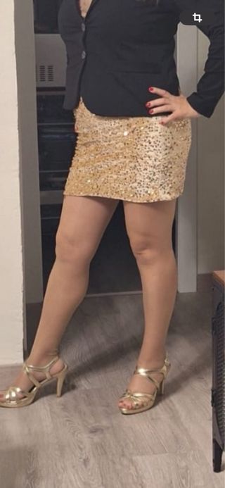 Falda fiesta lentejuelas doradas