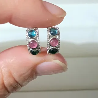 Pendientes Plata Turmalina Natural Multicolor
