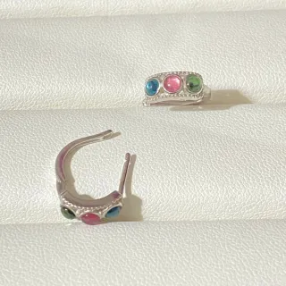 Pendientes Plata Turmalina Natural Multicolor