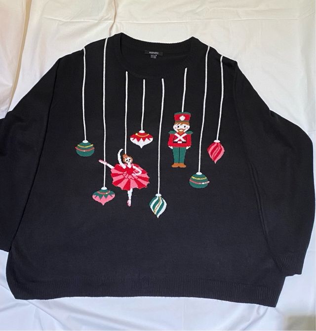 Maglione Esmara nero con ballerina e schiaccianoci