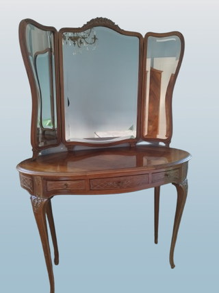 Tocador con espejo tríptico plegable años 50