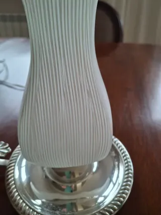 Lámpara Alpadur Baño Plata Opalino Antigua