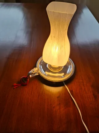 Lámpara Alpadur Baño Plata Opalino Antigua