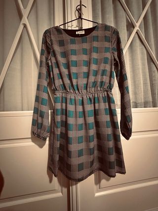 Vestido cuadros manga larga