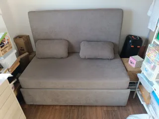 Sofá cama 2 plazas beige/gris