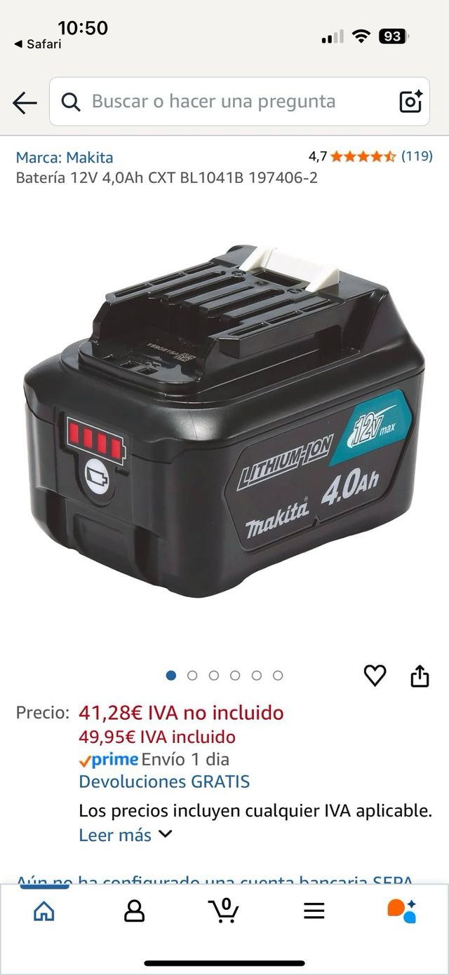 Cargador Makita DC10SB + 2 Baterías 12V 4.0Ah
