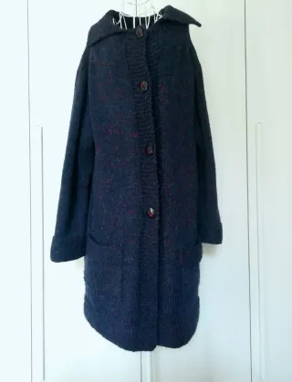 Cappotto lana vintage nero/rosso taglia unica