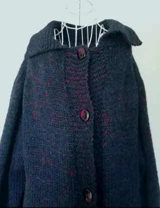 Cappotto lana vintage nero/rosso taglia unica