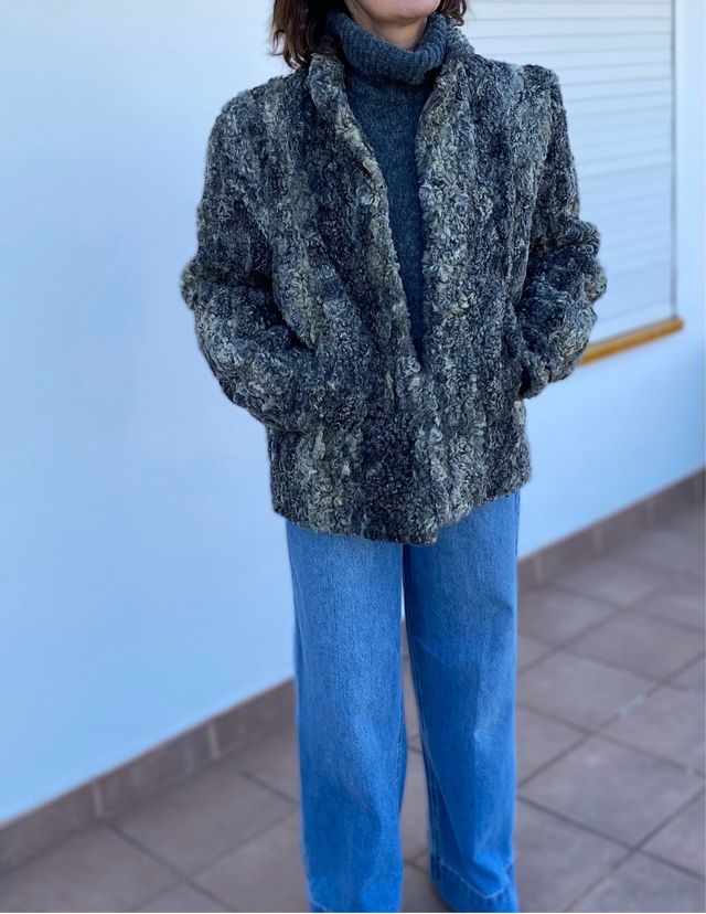 Chaqueta de astracán gris