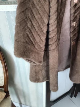 Cappottino ecopelliccia beige/marrone taglia S