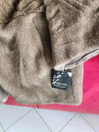 Cappottino ecopelliccia beige/marrone taglia S