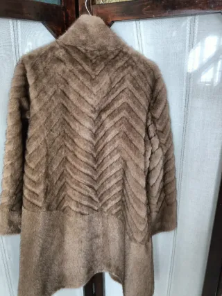 Cappottino ecopelliccia beige/marrone taglia S