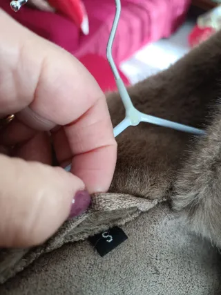 Cappottino ecopelliccia beige/marrone taglia S