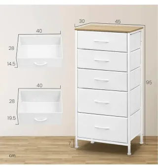 Cajonera 5 cajones madera y tela