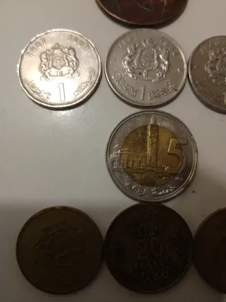 Lote monedas Marruecos: Dirhams, Santimat, Francos