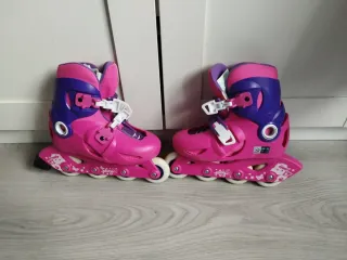 Patines en línea infantiles rosas y morados