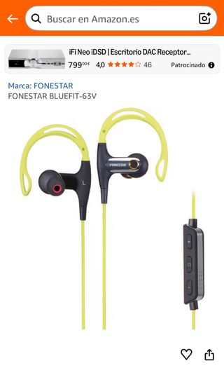 Auriculares FONESTAR BLUEFIT-63V Negros y Amarillo