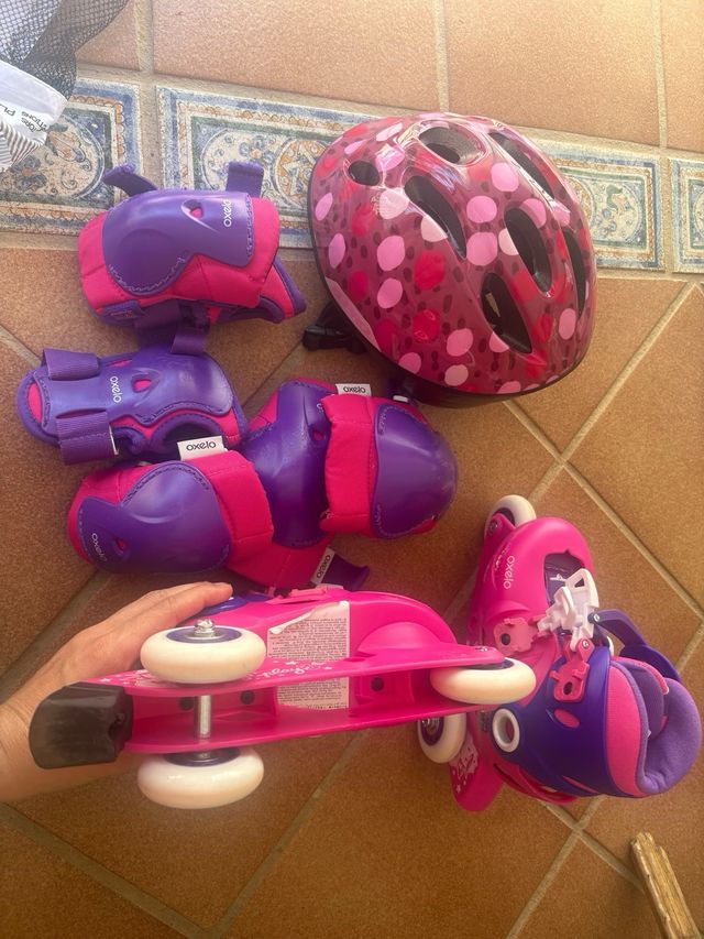 Casco y protecciones patines niña Oxelo