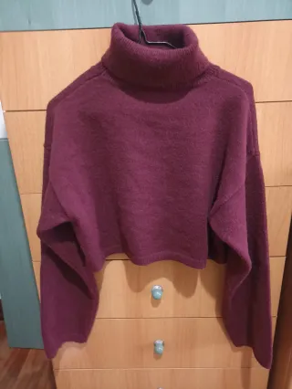 Jersey corto cuello vuelto morado talla única