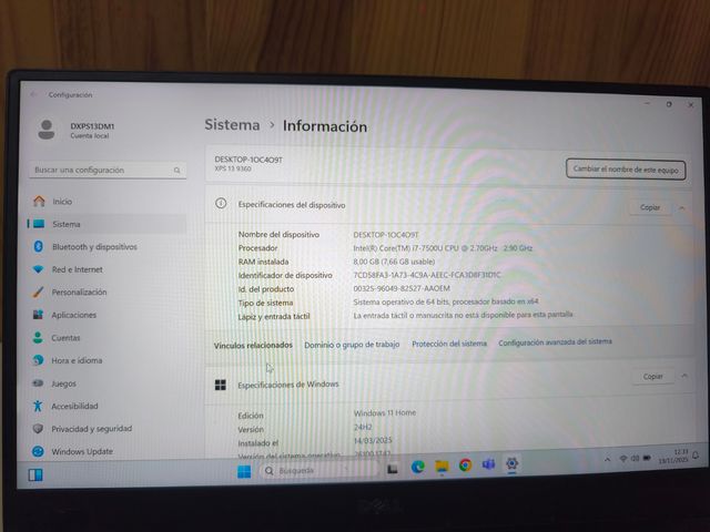 Portátil Dell XPS 13 9360 i7 SSD