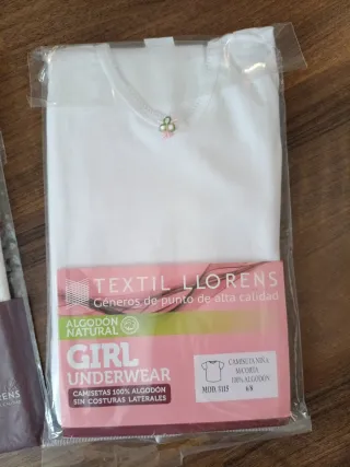 Camisetas interiores Textil Llorens 6/8 años