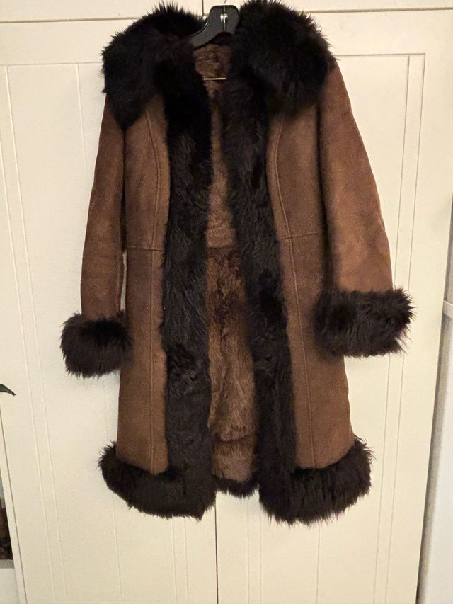 Abrigo Piel Vintage Marrón Chocolate