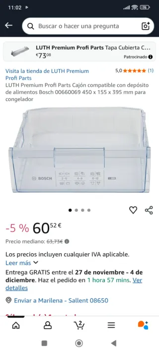 Cajones Nevera Bosch