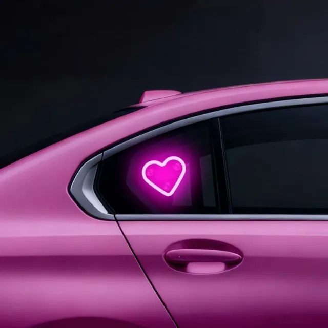Luz Neon Corazón Rosa Coche