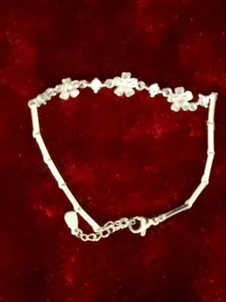 Pulsera plata con flores y circonitas