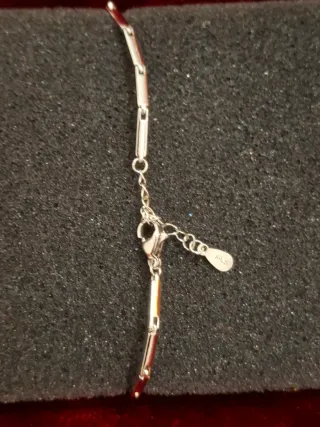 Pulsera plata con flores y circonitas