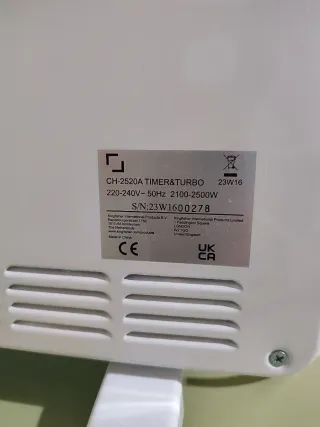 Calefactor Convector 2500W con Turbo