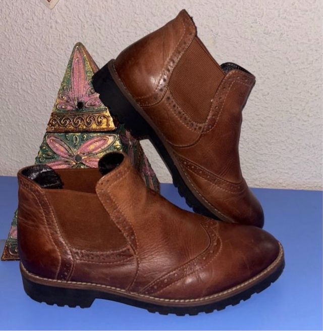 Botines Oxford Piel Marrón Talla 38