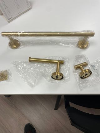 Arredo Bagno Set 5 accessori bagno ottone/oro.