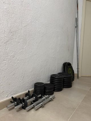 Banco Weider Pro 290 WC + Barras y pesas