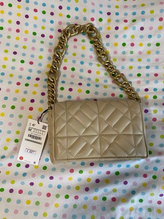 Bolso Zara Beige Cadena Dorada
