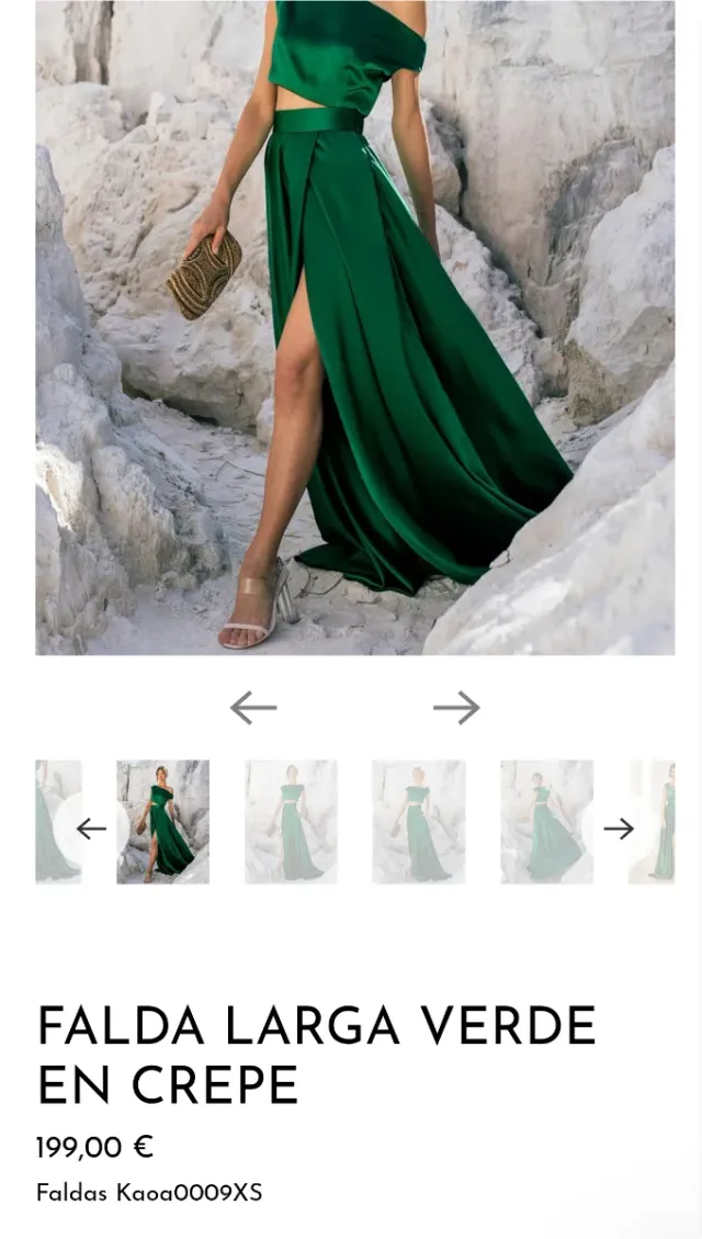 Falda larga verde de crepe