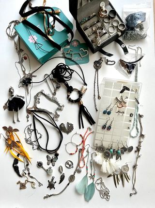 Lote Bisutería Plata anillos pendientes collares