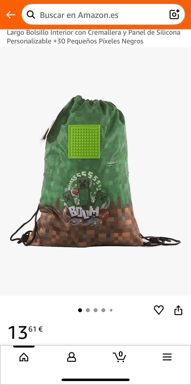 Mochila Minecraft con panel personalizable